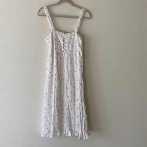 White polka dotted dress